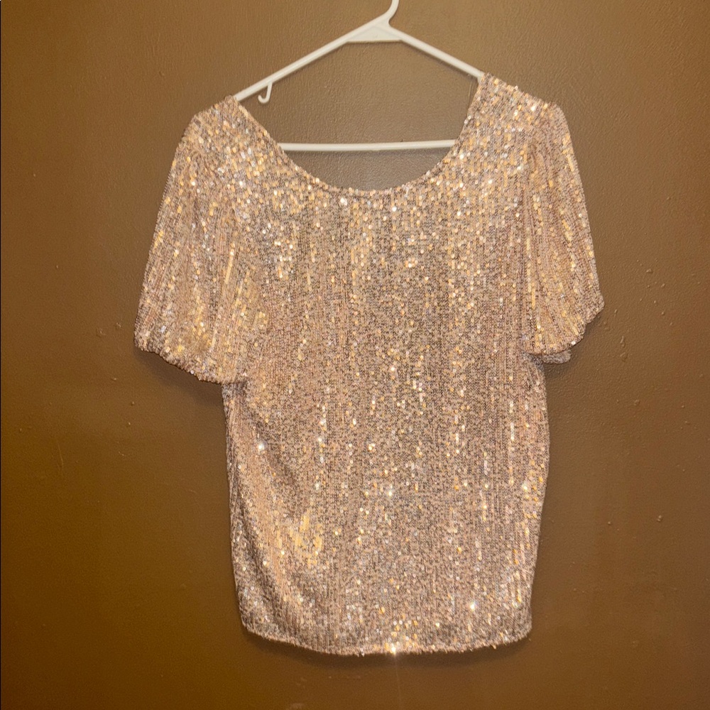 AUW Glittering Sequin Blouse in Rose pink - Picture 8 of 8